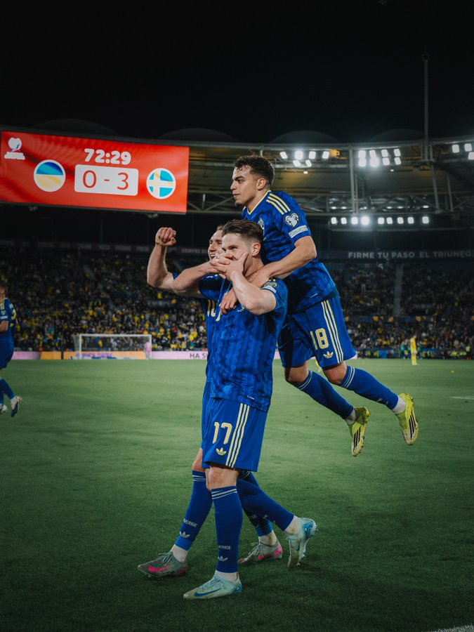 吉约克雷斯帽子戏法助瑞典3-1胜乌克兰 争夺202